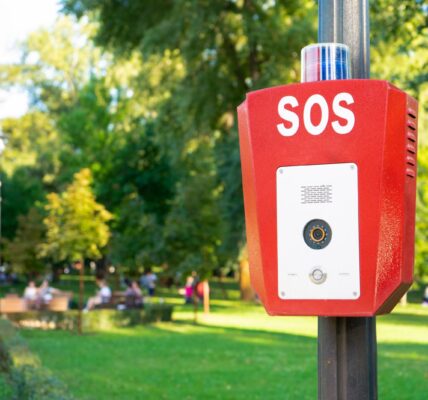 emergency call box in the park on sunny day 2026 03 20 05 54 50 utc