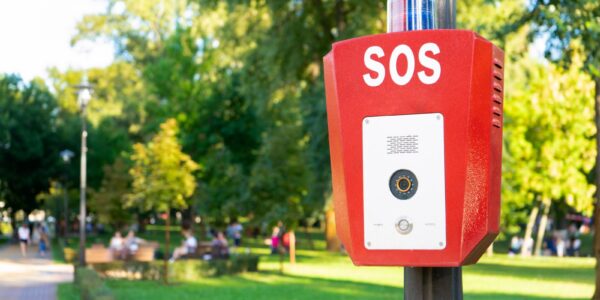emergency call box in the park on sunny day 2026 03 20 05 54 50 utc